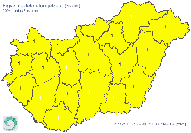 Az egész országra elsőfokú figyelmeztetést adtak ki / Fotó: met.hu