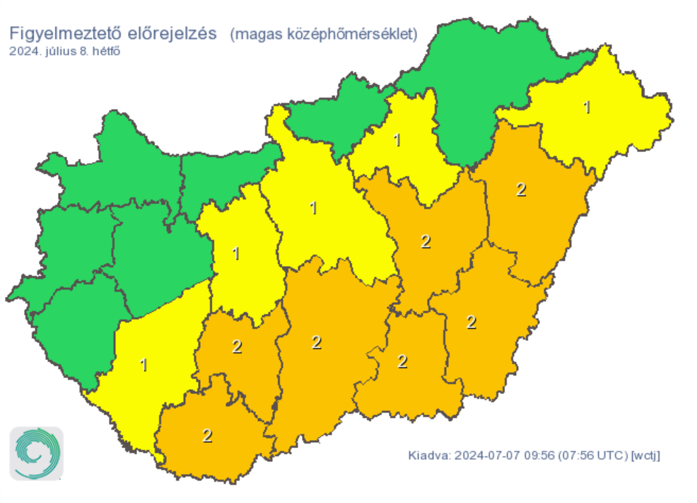 Időjárás előrejelzés kánikula riasztás