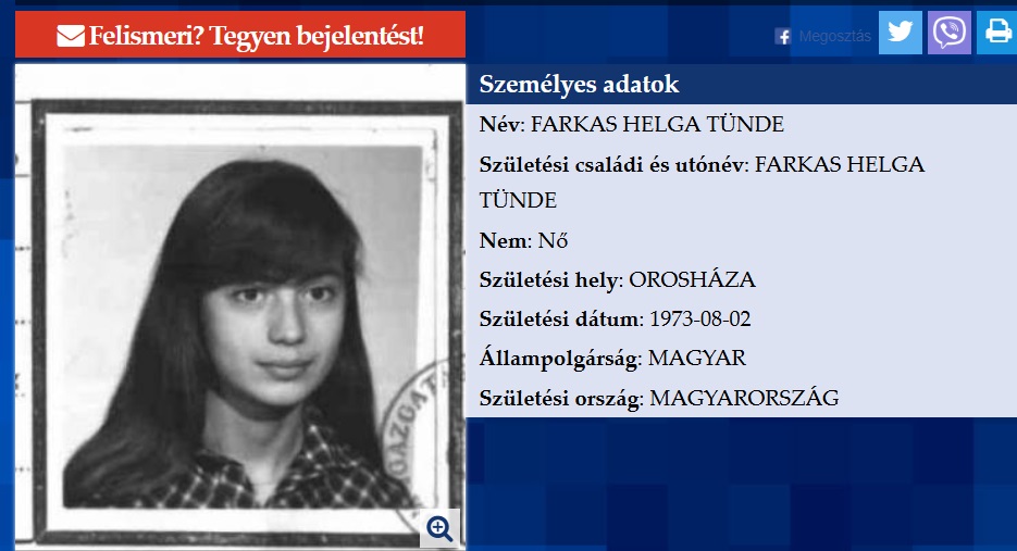 Megtalálhatták a 34 éve elrabolt Farkas Helga gyilkosát