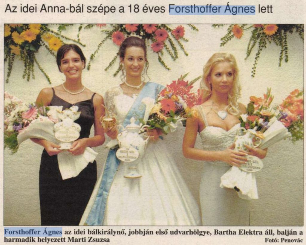18 évesen az Anna-bál szépe volt Forsthoffer Ágnes. A bálkirálynőből lett az Országgyűlés új elnöke