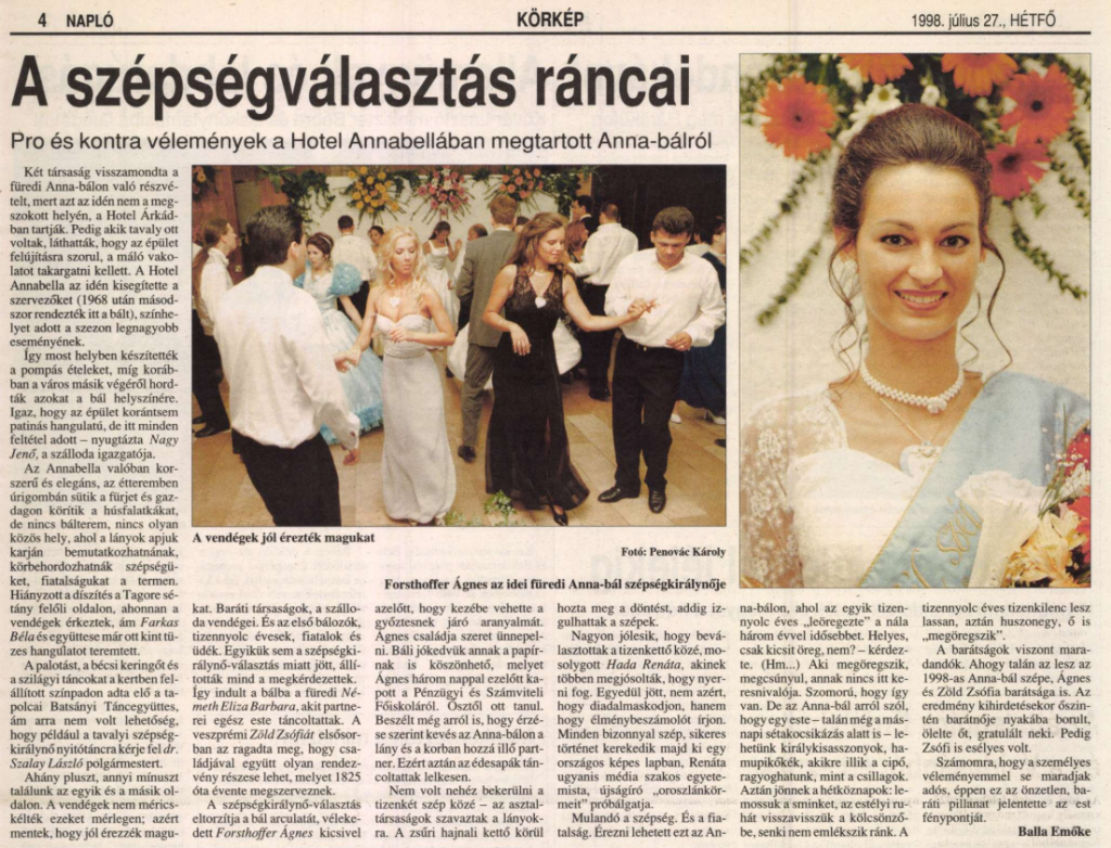 18 évesen az Anna-bál szépe volt Forsthoffer Ágnes. A bálkirálynőből lett az Országgyűlés új elnöke