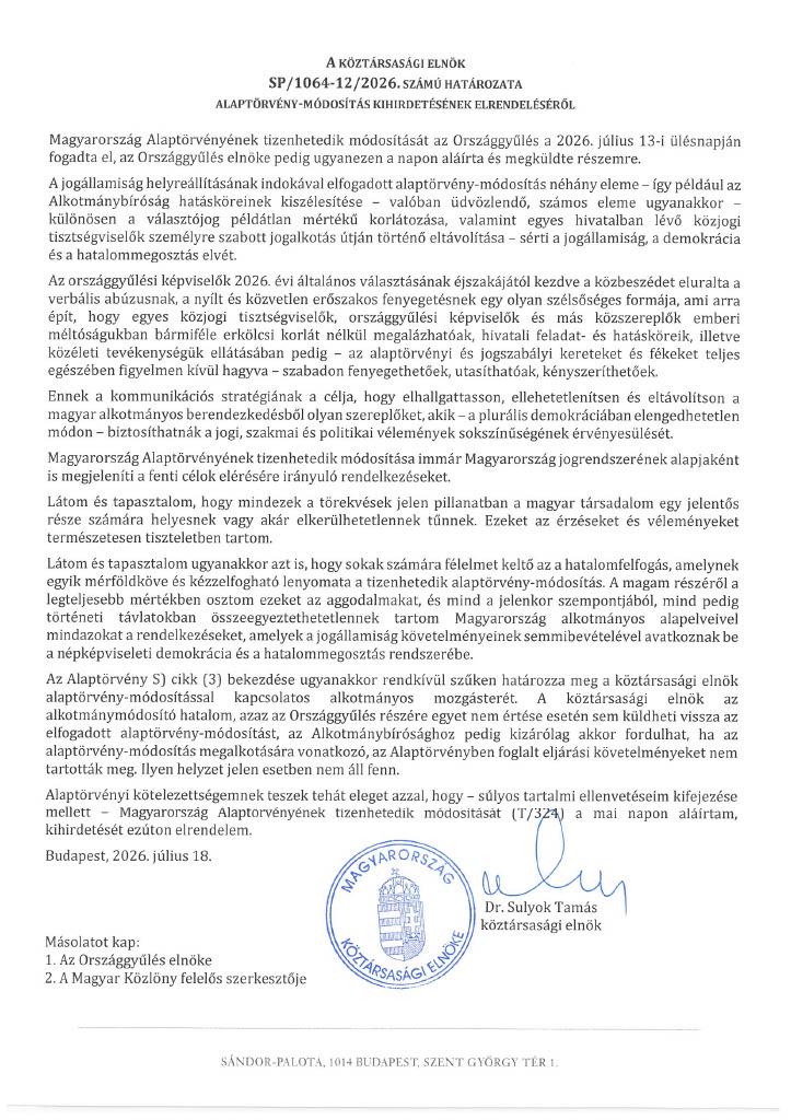 Sulyok Tamás távozása előtt még hozott egy utolsó rendelkezést, ami nagy bonyodalmat okozhat